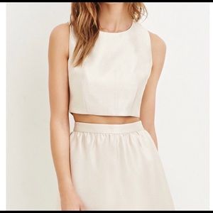 Forever 21 champagne skirt and crop top set